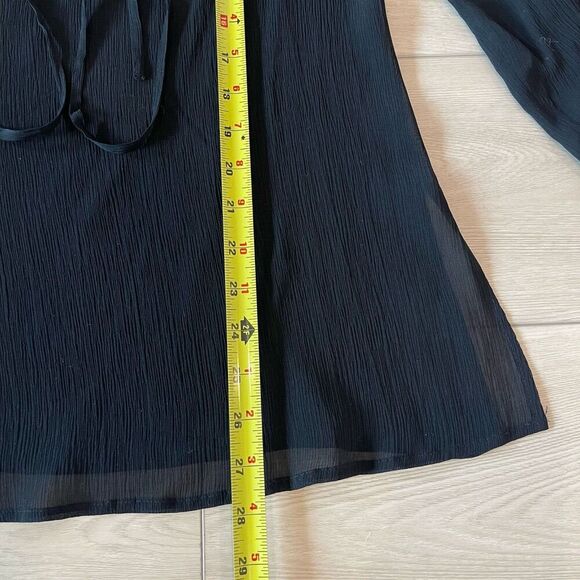 I.E. Woman Silk‎ Tunic Blouse Women Small Black Embriodered Sheer Chiffon - Picture 6 of 8